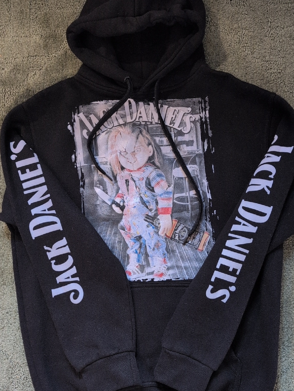 Jack Daniel's Black Graphic Hoodie with Chucky Print ⭐